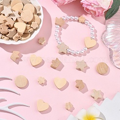 100Pcs 5 Styles Unfinished Maple Wood Beads&nbsp;WOOD-YW0001-95