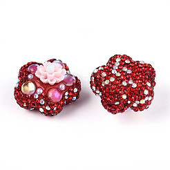 Flower Shape Polymer Clay Rhinestone Beads&nbsp;CLAY-U023-01A
