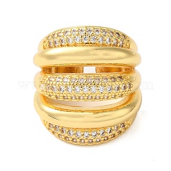 Brass Micro Pave Cubic Zirconia Open Cuff Rings for Women&nbsp;RJEW-A048-16G