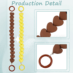 2Pcs 2 Colors Plastic Heart Beaded Bag Extension Chains with Iron Ring Clasps&nbsp;PURS-GF0001-11B