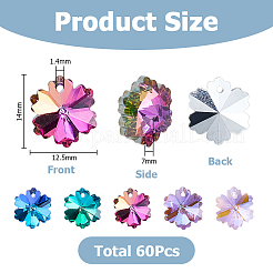 60Pcs Electroplated Glass Charms&nbsp;EGLA-HS0001-11