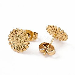 Ion Plating(IP) 304 Stainless Steel Sunflower Stud Earrings for Women&nbsp;X-EJEW-G338-05G