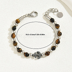 Natural Tiger Eye & Non-magnetic Synthetic Hematite Bead Bracelets for Daily Wear and Parties&nbsp;EA3590-1