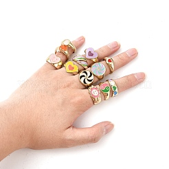 Mixed Style Alloy Enamel Finger Rings for Women&nbsp;RJEW-MSMC002-16