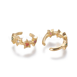 Brass Cubic Zirconia Cuff Earrings&nbsp;EJEW-O092-05G