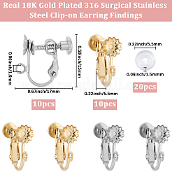 20Pcs 2 Colors 316 Surgical Stainless Steel Clip-on Earring Findings&nbsp;STAS-BBC0008-58A
