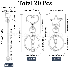 10Pcs Iron Bar Beadable Keychain&nbsp;KEYC-SC0001-78