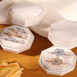 1Pc 3-Slot Octagon Velvet Rings Storage Boxes&nbsp;CON-LP0001-89B