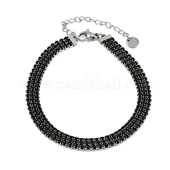 304 Stainless Steel Rhinestone Cup Chain Bracelets for Women&nbsp;BJEW-Z143-23P-02
