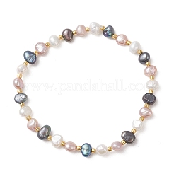 Natural Cultured Freshwater keishi Pearl & Seed Beads Streth Bracelets for Women&nbsp;BJEW-JB13181