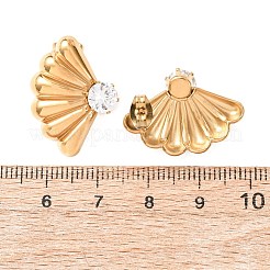 304 Stainless Steel Micro Pave Cubic Zirconia Stud Earrings&nbsp;EJEW-D367-02G