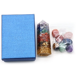 Tumbled Stone & Hexagonal Prism Mixed Natural Gemstone Ornaments Set&nbsp;PW-WG33204-01