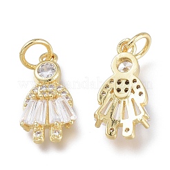 Brass Micro Pave Clear Cubic Zirconia Charms&nbsp;ZIRC-Q024-10G
