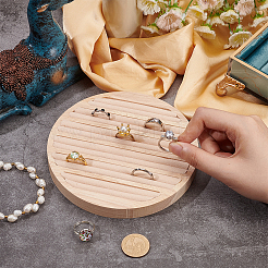 Flat Round 6-Slot Wood Ring Display Stands&nbsp;RDIS-WH0002-22