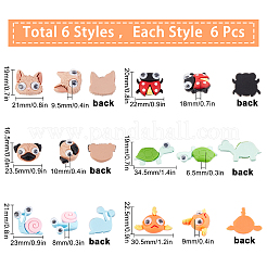 36Pcs 6 Style Opaque Resin Cabochons&nbsp;CRES-SC0002-28