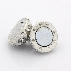 Round Alloy Magnetic Clasps with Loops&nbsp;PALLOY-P076-02