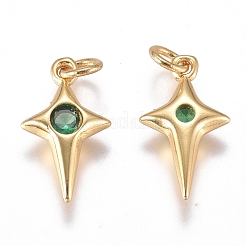 Brass Micro Pave Cubic Zirconia Charms&nbsp;ZIRC-G168-53G-02