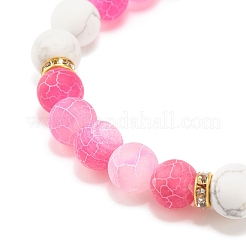 5Pcs 5 Color Natural Weathered Agate(Dyed) & Howlite Round Beaded Stretch Bracelets Set&nbsp;BJEW-JB08087