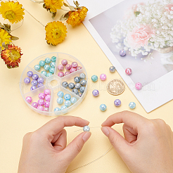 60Pcs 6 Color Opaque Baking Paint Glass Beads Strands&nbsp;EGLA-PH0001-19