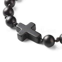 Round Natural Wood Beaded Bracelet for Men Women&nbsp;BJEW-JB06904