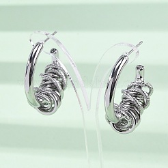 C-Shaped with knot Brass Stud Earrings&nbsp;EJEW-R025-28P
