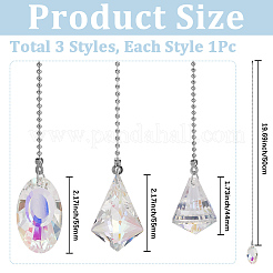 3Pcs 3 Styles Glass Charms Ceiling Fan Pull Chain Extenders&nbsp;HJEW-SP0001-73