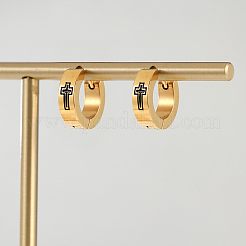 Minimalist Hip-hop Style Cross 201 Stainless Steel Hoop Earrings&nbsp;YA3069
