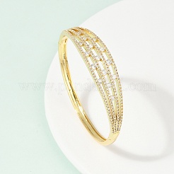 Brass Micro Pave Clear Cubic Zirconia Hinged Bangles for Women&nbsp;BJEW-H202-01G