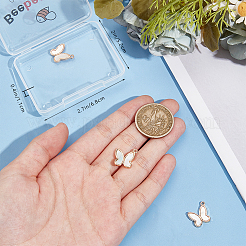 4Pcs Brass Pave Freshwater Shell Butterfly Charms&nbsp;KK-BBC0016-61