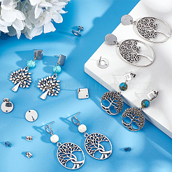 80Pcs 4 Styles Rhombus & Flat Round & Donut Stainless Steel Stud Earring Findings&nbsp;STAS-SC0006-59