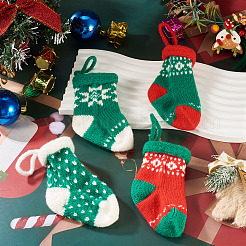 4Pcs 4 Styles Christmas Polyester Socks Pendant Decorations&nbsp;AJEW-TA0003-29A