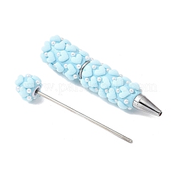 Alloy Flocking Heart & Plastic Imitation Pearl Ball-Point Pen&nbsp;OFST-D303-03P-02