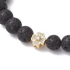Natural Lava Rock Round Beads Stretch Bracelets&nbsp;BJEW-JB11829