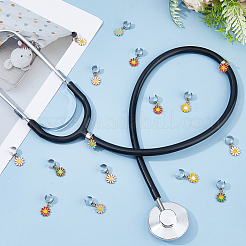 24Pcs 6 Styles Sunflower Alloy Enamel Stethoscope Pendant Decorations&nbsp;HJEW-DC00158