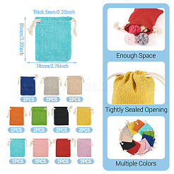 22Pcs 11 Colors Rectangle Cloth Packing Pouches&nbsp;ABAG-TA0001-87A