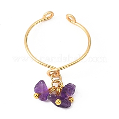 Natural Gemstone Braided Bead Cuff Rings for Women&nbsp;RJEW-JR00952-01