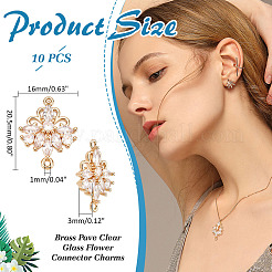 10Pcs Brass Pave Clear Glass Connector Charms&nbsp;KK-ME0002-81
