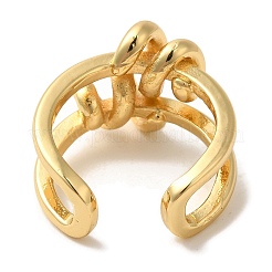 Spiral Rack Plating Brass Cuff Rings for Women&nbsp;RJEW-G323-01G