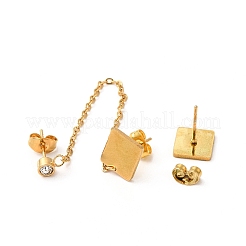PVD Vacuum Plating 304 Stainless Steel Dangle Chains Stud Earrings&nbsp;EJEW-C049-01B-G