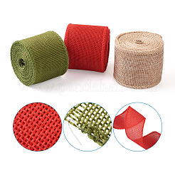 3 Rolls 3 Colors Polyester Imitation Linen Wrapping Ribbon&nbsp;OCOR-YS0001-02A
