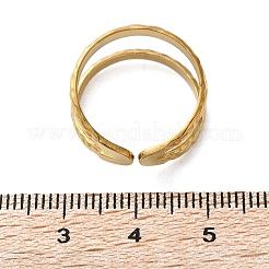 Ion Plating(IP) 304 Stainless Steel Double Line Open Cuff Ring for Women&nbsp;X-RJEW-S405-200G