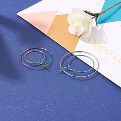 24Pcs 4 Size Ion Plating(IP) 316L Surgical Stainless Steel Hoop Earring Findings&nbsp;STAS-ZZ0001-03M