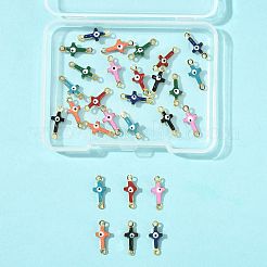 28Pcs 7 Colors Brass Enamel Connector Charms&nbsp;KK-FS0002-04
