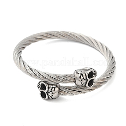 Skull 304 Stainless Steel Twisted Rope Shape Bangles for Women Men&nbsp;BJEW-D304-02AS-02