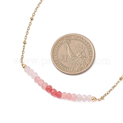 Dyed Natural Malaysia Jade Faceted Rondelle Beaded 304 Stainless Steel Satellite Chain Necklaces for Women&nbsp;NJEW-JN05783