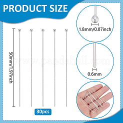 30Pcs 925 Sterling Silver Ball Head Pins&nbsp;STER-PH0003-15
