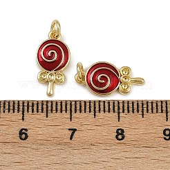 Brass Enamel Lollipop Charms&nbsp;KK-D424-20B-G