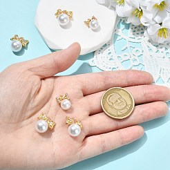 6Pcs 3 Styles Brass Plastic Pearl Pendants&nbsp;KK-CJ0005-53