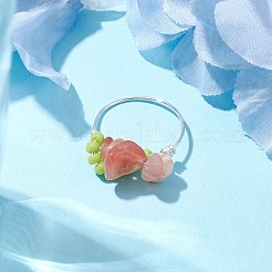 Natural South Red Agate Chip Finger Rings&nbsp;RJEW-TA00125