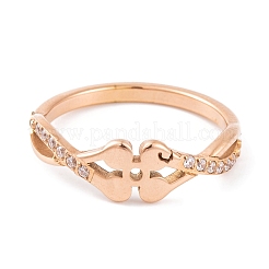 PVD Vacuum Plating 304 Stainless Steel Flower Finger Ring&nbsp;RJEW-C086-03-RG